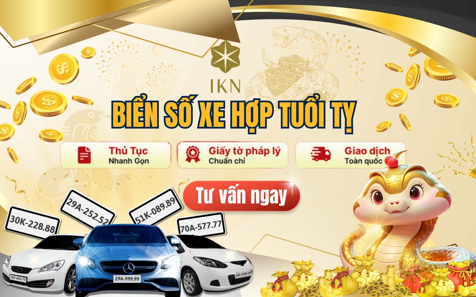 Mua biển số xe hợp tuổi Tỵ tại IKN