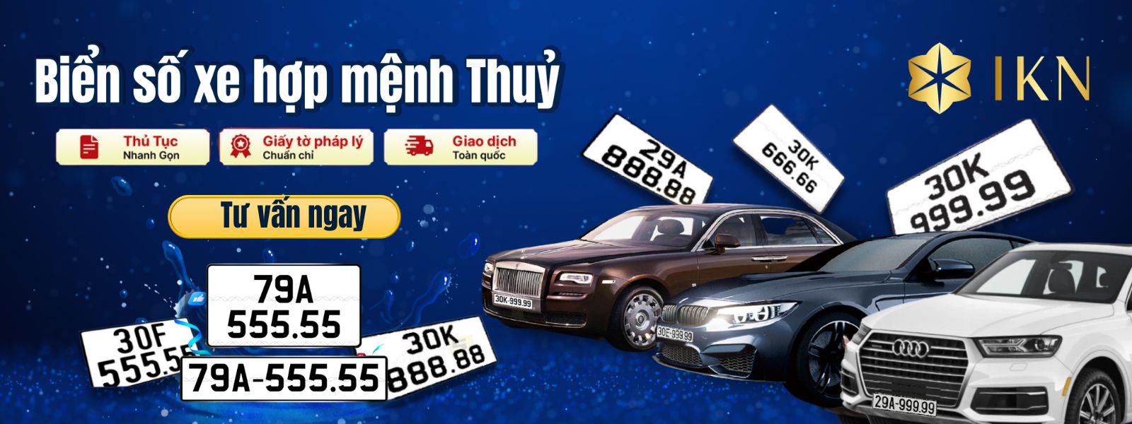 Mua biển số xe hợp mệnh Thuỷ tại IKN