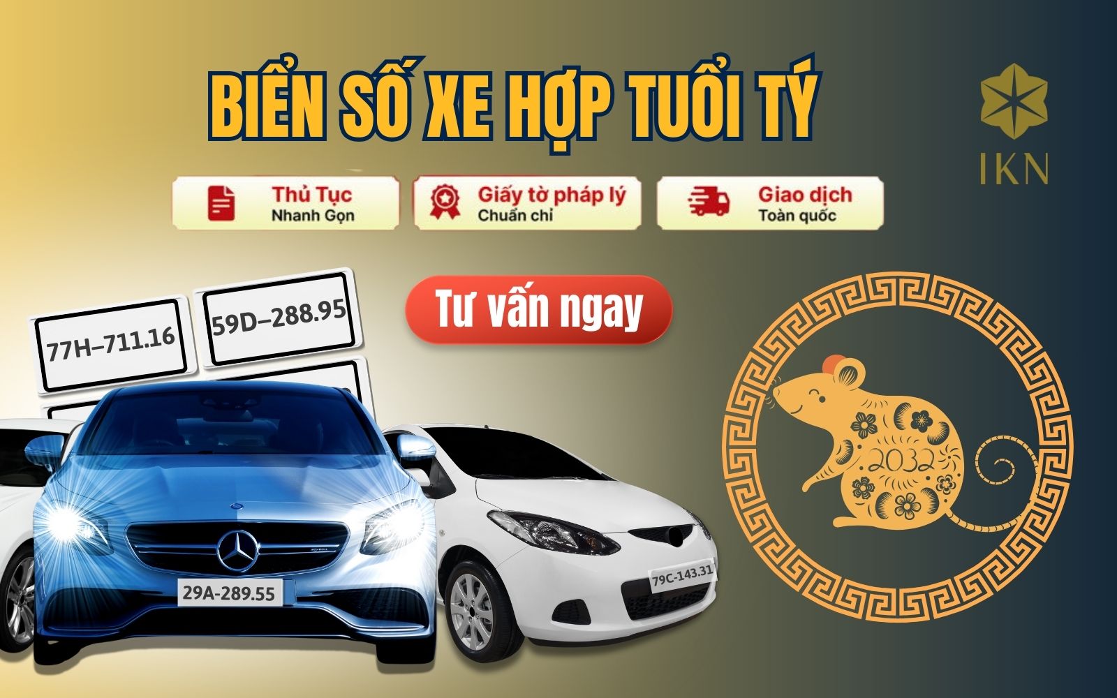 Mua biển số xe hợp tuổi Tý tại IKN