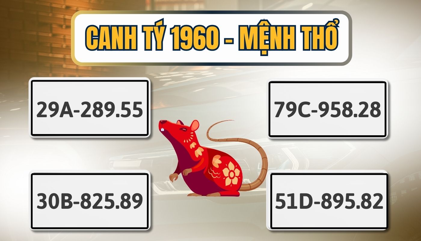 Biển số xe hợp tuổi Canh Tý 1960