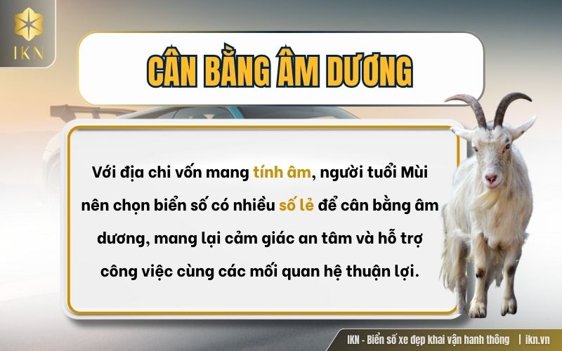 Chọn biển số xe tuổi Mùi cân bằng âm dương