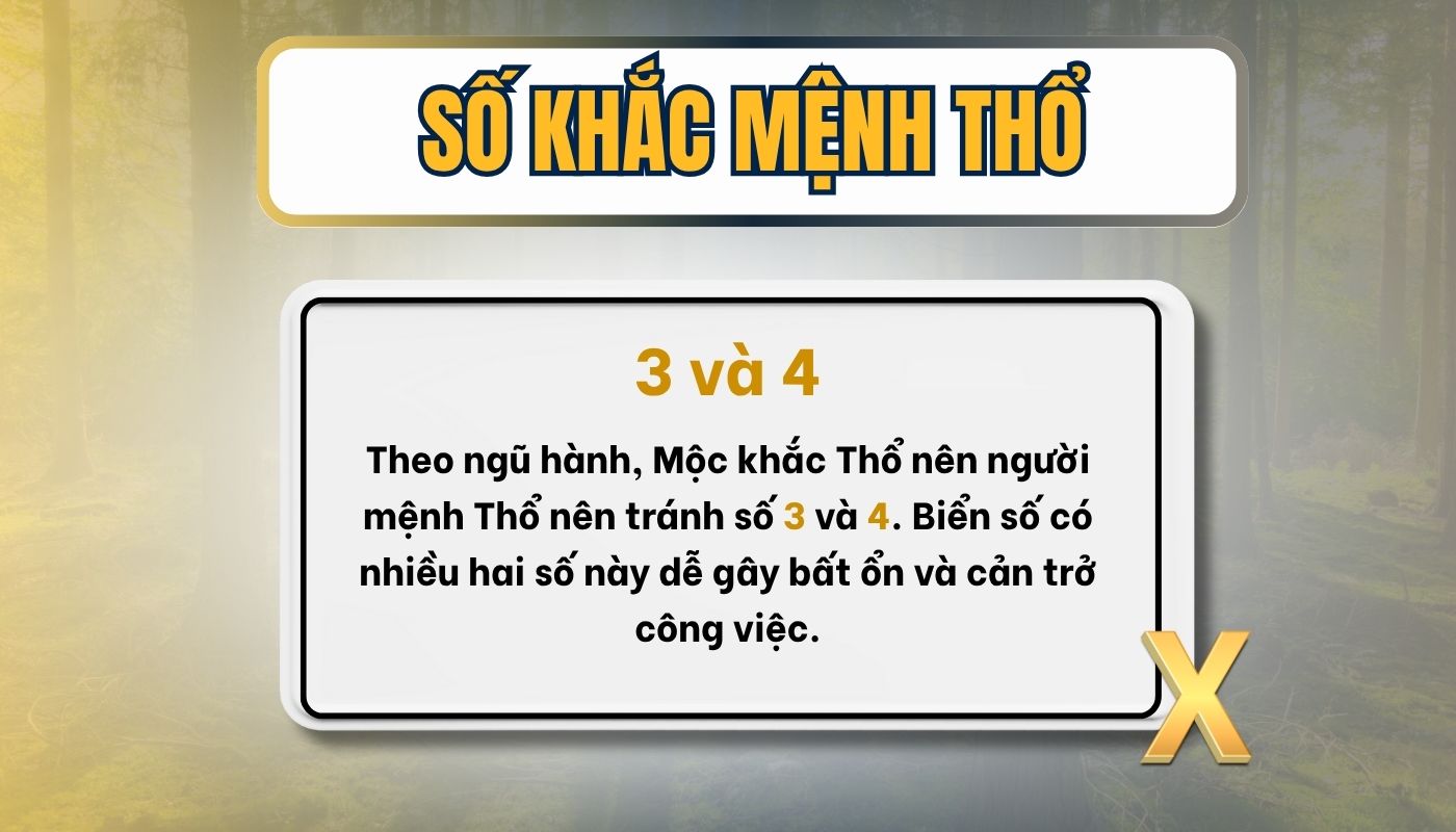mệnh Thổ không hợp số nào?