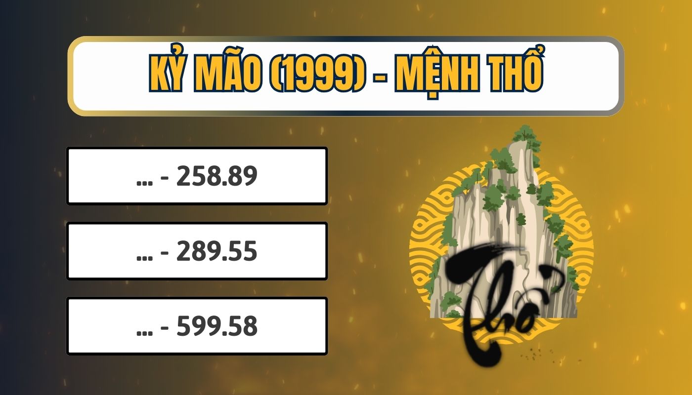 Biển số hợp người mệnh Thổ 1999