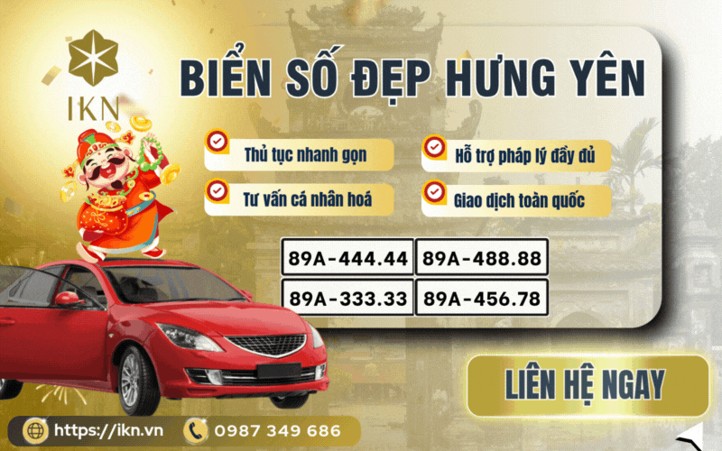 Kho biển số xe ô tô đẹp Hưng Yên giá tốt tại IKN