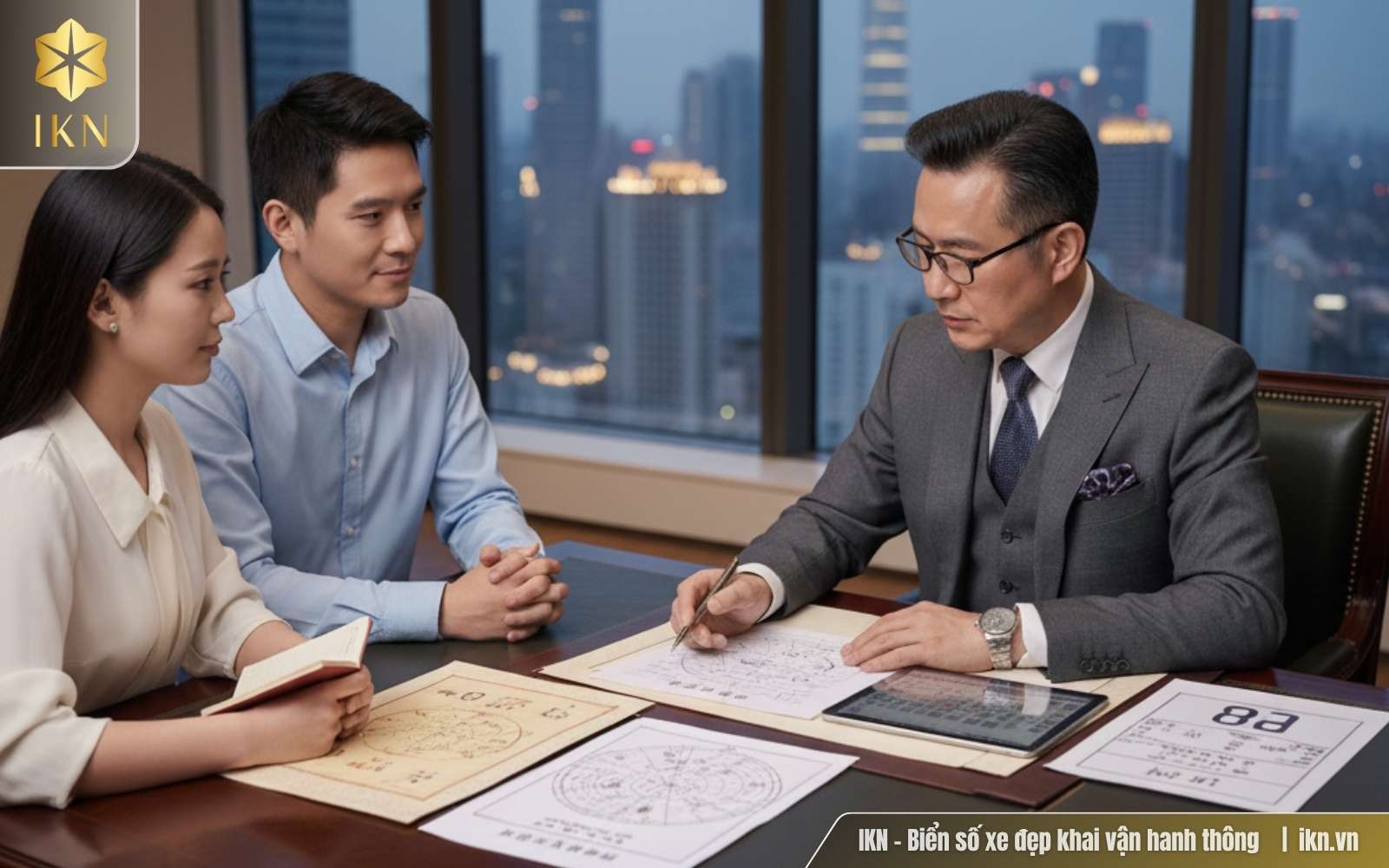 Chuyên gia phong thủy IKN phân tích tử vi của khách hàng để đề xuất biển số phù hợp