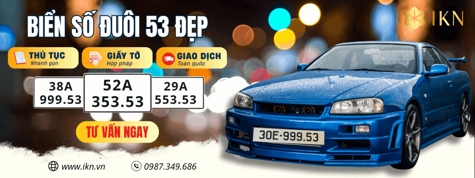Mua biển số xe đuôi 53 hợp phong thuỷ tại IKN