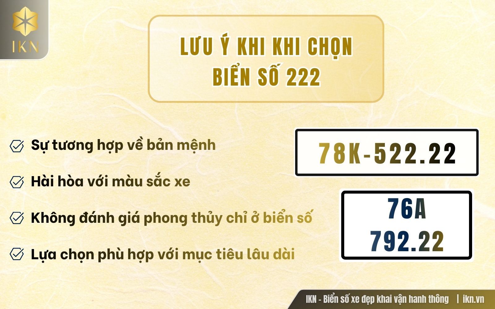 Lưu ý khi chọn biển số xe đuôi 222