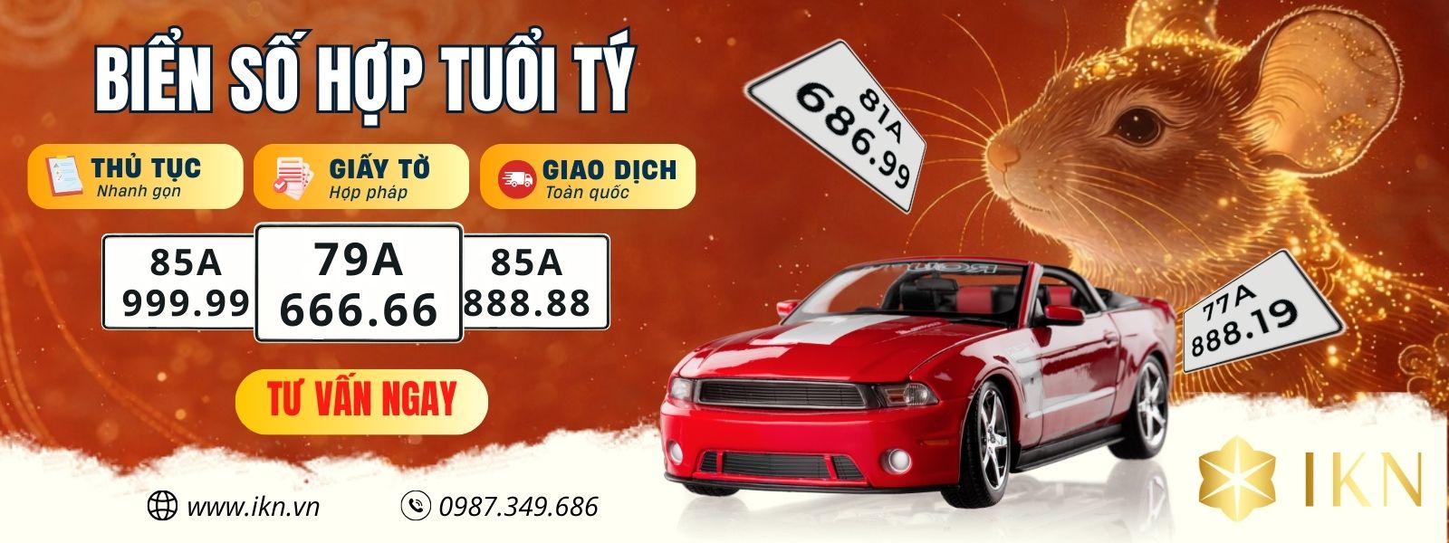 Mua biển số xe ô tô hợp tuổi Tý tại IKN