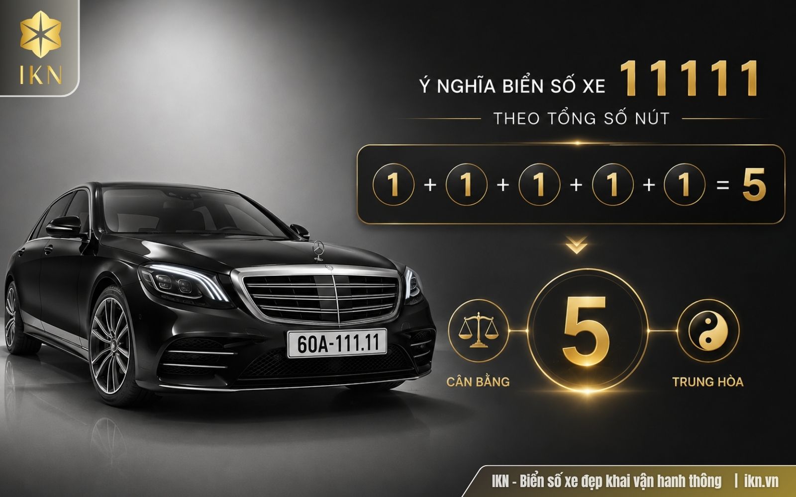 Biển số 11111 đạt 5 nút, tượng trưng cho sự cân bằng và khả năng vượt qua thử thách
